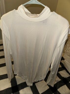 Dkny Cream Long Sleeve Turtleneck Bodysuit